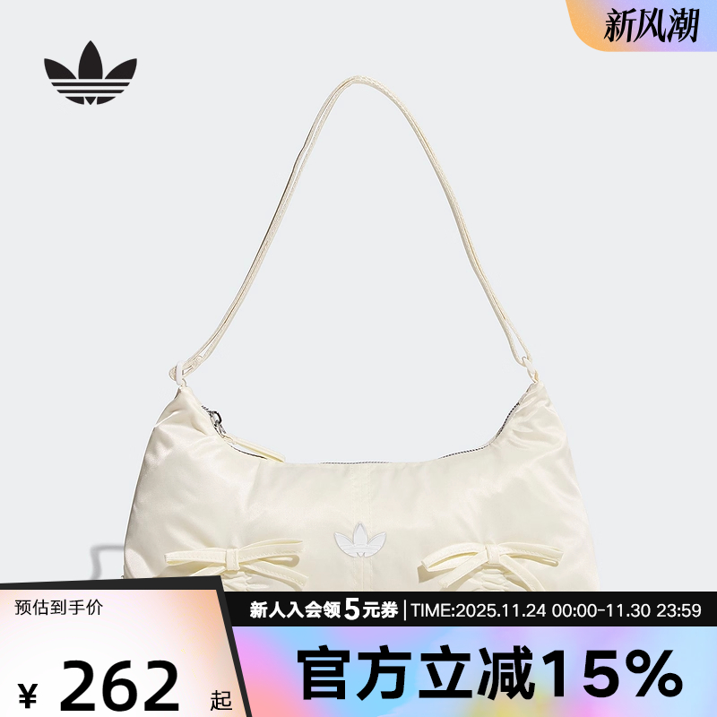 adidas阿迪达斯三叶草女单肩包蝴蝶结法棍运动挎包手提拎包KC2769