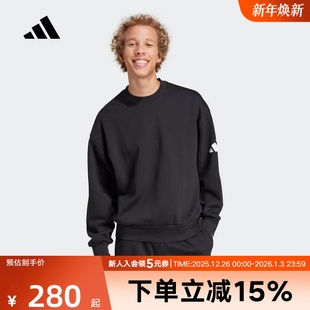 JF3542 健身运动男子卫衣黑色圆领套头衫 adidas阿迪达斯冬季 新款