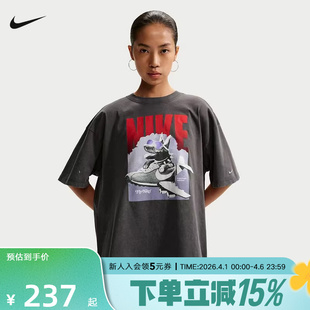 NIKE耐克女子球鞋 针织衫 IR7588 060 印花T恤宽松轻盈棉质休闲短袖
