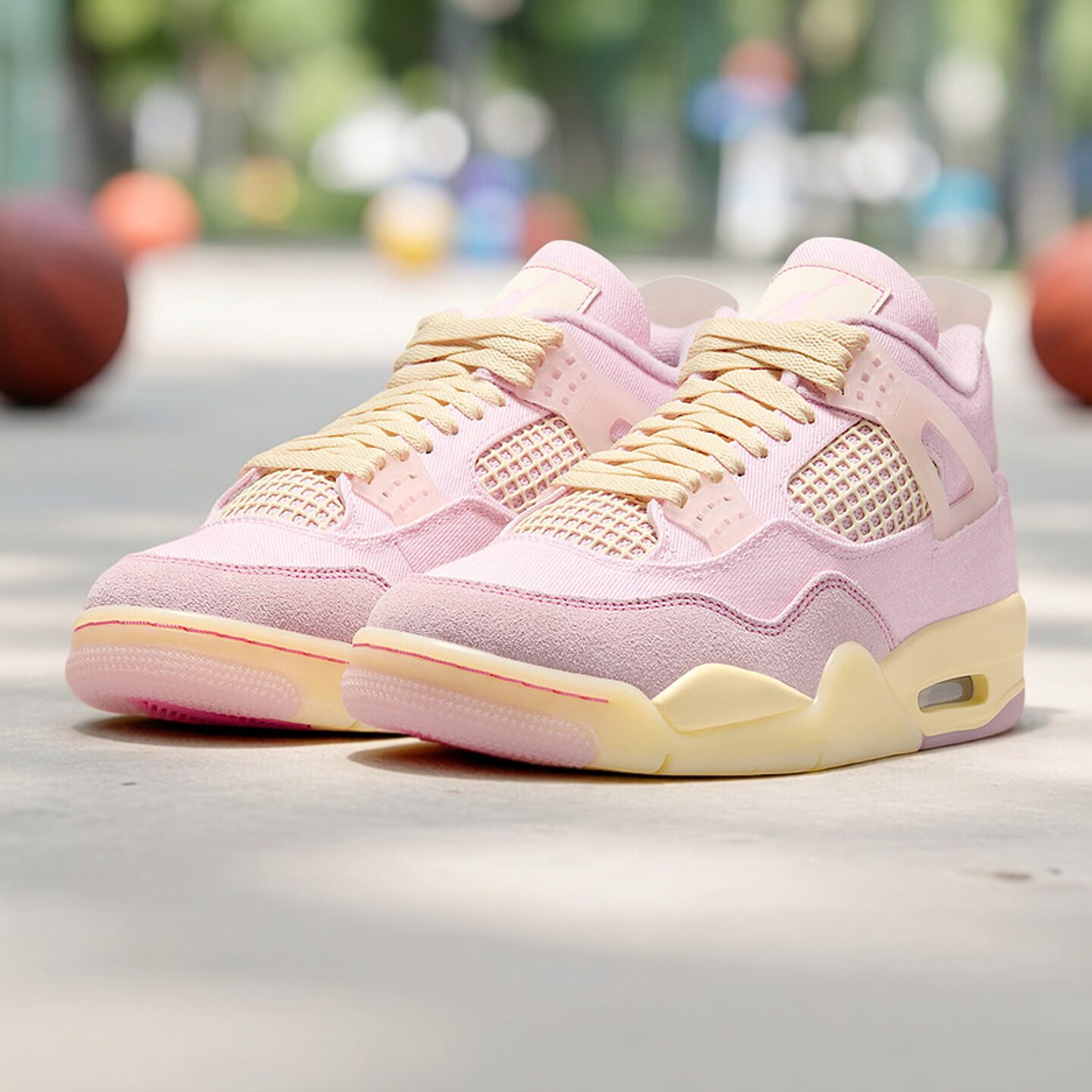 NIKE耐克女鞋Air Jordan 4 Retro牛仔布透气复刻运动鞋IB6716-600
