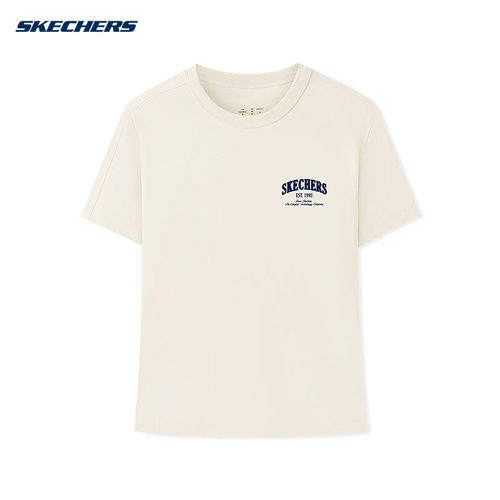 Skechers斯凯奇2026夏女运动短袖T恤圆领宽松休闲针织衫 L326W005