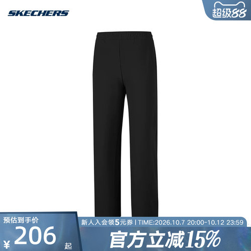 SKECHERS斯凯奇女子复古直筒裤运动休闲针织长裤 P426W081-0018