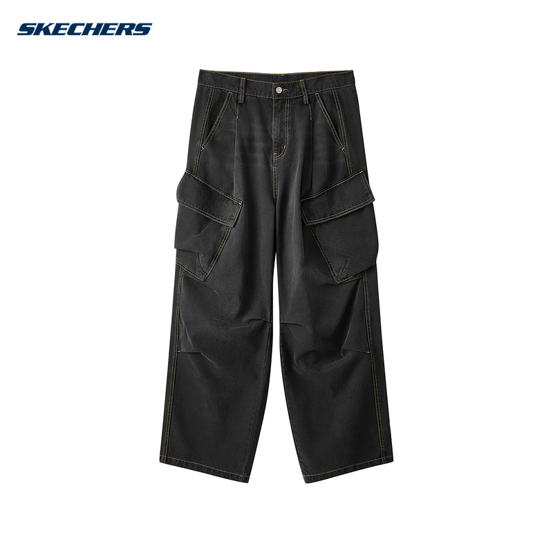 Skechers斯凯奇工装裤奇男女时尚宽松休闲梭织长裤 L424U132/000G