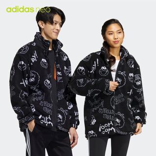 Adidas阿迪达斯neo男女装2022春秋新款芝麻街联名保暖外套HD7299