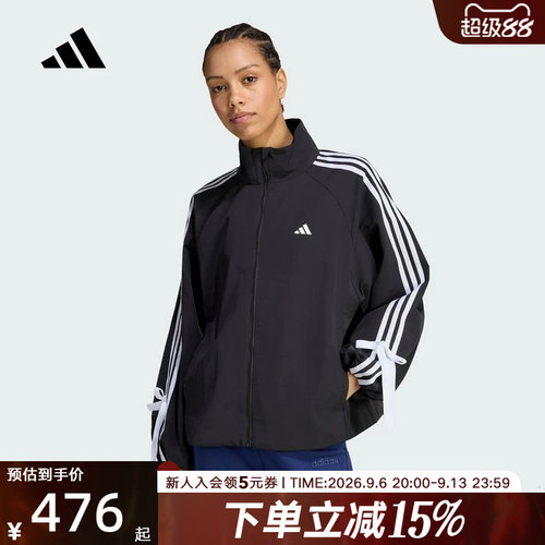 adidas阿迪达斯三条纹舞动系列外套秋女蝴蝶结休闲梭织夹克LD2935