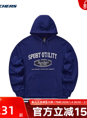 Skechers斯凯奇卫衣春季男女款时尚运动休闲连帽衫L124U028/02V3