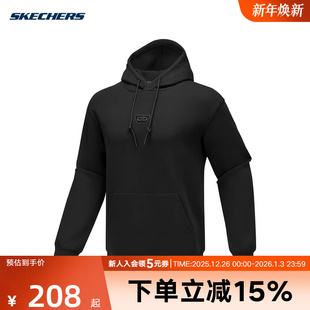 Skechers斯凯奇25年秋季 休闲运动针织连帽套头男卫衣P425M069 新款