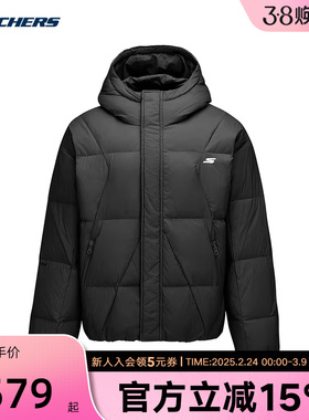 Skechers斯凯奇男女蓬松轻盈保暖冬连帽羽绒服外套P425U035/0018