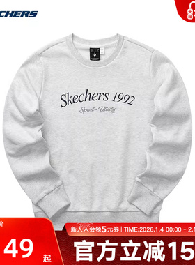 Skechers斯凯奇春季女子灰色休闲时尚针织套头卫衣L124W015/0248