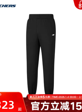 Skechers斯凯奇黑色收口休闲卫裤冬男修身长裤 P425M012/0018