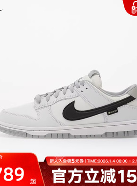 NIKE耐克男鞋灰白DUNK GTX防泼水运动鞋轻便复古板鞋HQ2053-100