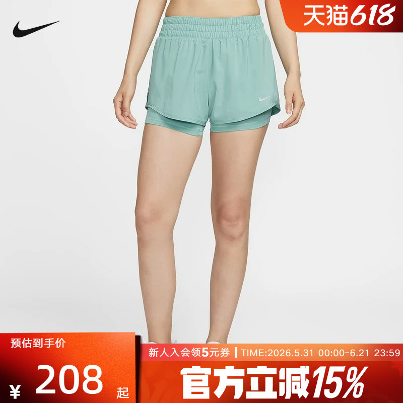 Nike耐克ONE夏女子训练跑步二合一速干运动中长裤短裤DX6013-017