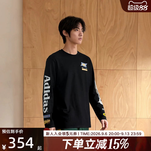 adidas阿迪达斯三叶草2026秋男赛车风印花运动长袖T恤上衣 LD6507