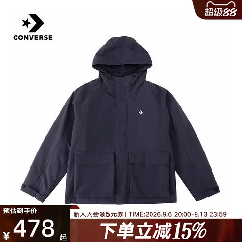 Converse匡威男女棉服2026春新品印花logo保暖连帽棉服UCJ415-GHM