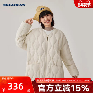 Skechers斯凯奇轻薄短款羽绒服男女款防风保暖落肩外套 L425U006