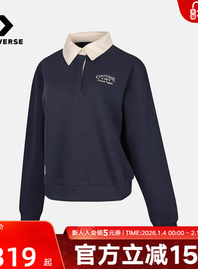 Converse匡威冬女子针织套头衫翻领宽松舒适卫衣 WCJ099-BFK