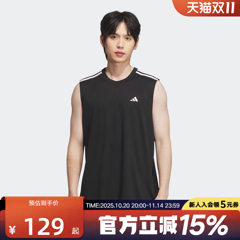 adidas阿迪达斯2025夏清风面料篮球运动背心男女无袖T恤黑KE5906