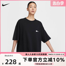Nike耐克女子短袖上衣夏季新款印花T恤纯棉开衩半截袖FV0942-010