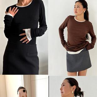 THELITT miu风天丝羊毛圆领长袖T恤叠穿内搭上衣