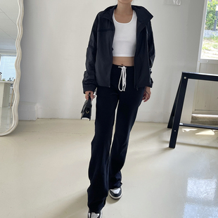 THELITT 高级面料美式复古系绳直筒微喇翘臀显腿长低腰运动卫裤