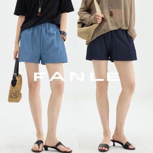 女 重磅莱赛尔软垂显瘦松紧腰抽绳高腰阔腿短裤 FANLE STUDIOS夏季