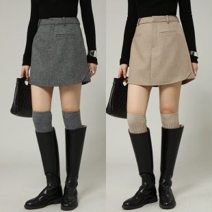 轻奢高品质初剪羊毛混色高腰小a百搭气质短裙裤 FANLE STUDIOS冬季