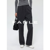 FANLE STUDIOS獨家定制复古波点羊毛加厚保暖显瘦高腰直筒阔腿裤
