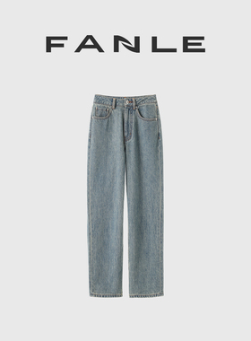 【清仓买三免一区】定制水洗做旧高腰小宽松直筒9分牛仔裤烟管裤