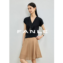 FANLE STUDIOS中古PRA-夏季轻薄醋酸棉纱法式花苞V领短袖针织开衫