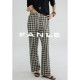 FANLE 休闲裤 STUDIOS轻薄高密透气色织黑米格子裤 高腰抽绳直筒裤
