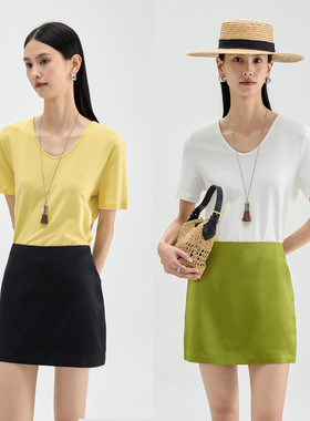 FANLE STUDIOS胶囊Classic舒适透气合纸纱透气宽松松弛V领T恤短袖