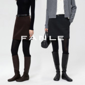 FANLE STUDIOS双层加厚高密羊毛保暖高腰腰袢360°显瘦直筒短裙