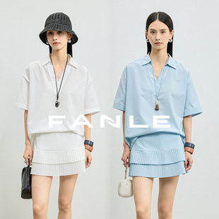 百褶裙时髦套装 轻薄纸感松弛感减龄MIU风衬衫 STUDIOS夏季 FANLE