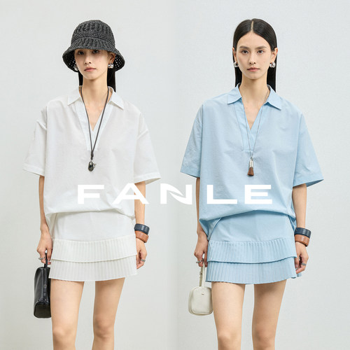 FANLESTUDIOS翻领衬衫短裙套装