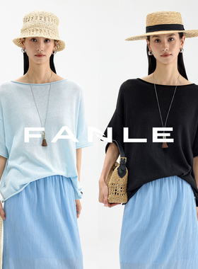FANLE STUDIOS夏季薄款亚麻棉干爽慵懒及简ROW风针织中袖防晒罩衫