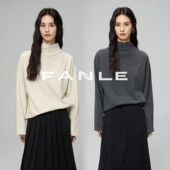 秋冬bi入 FANLE STUDIOS 厚实加密醋酸羊毛超细腻半高领拼接T恤