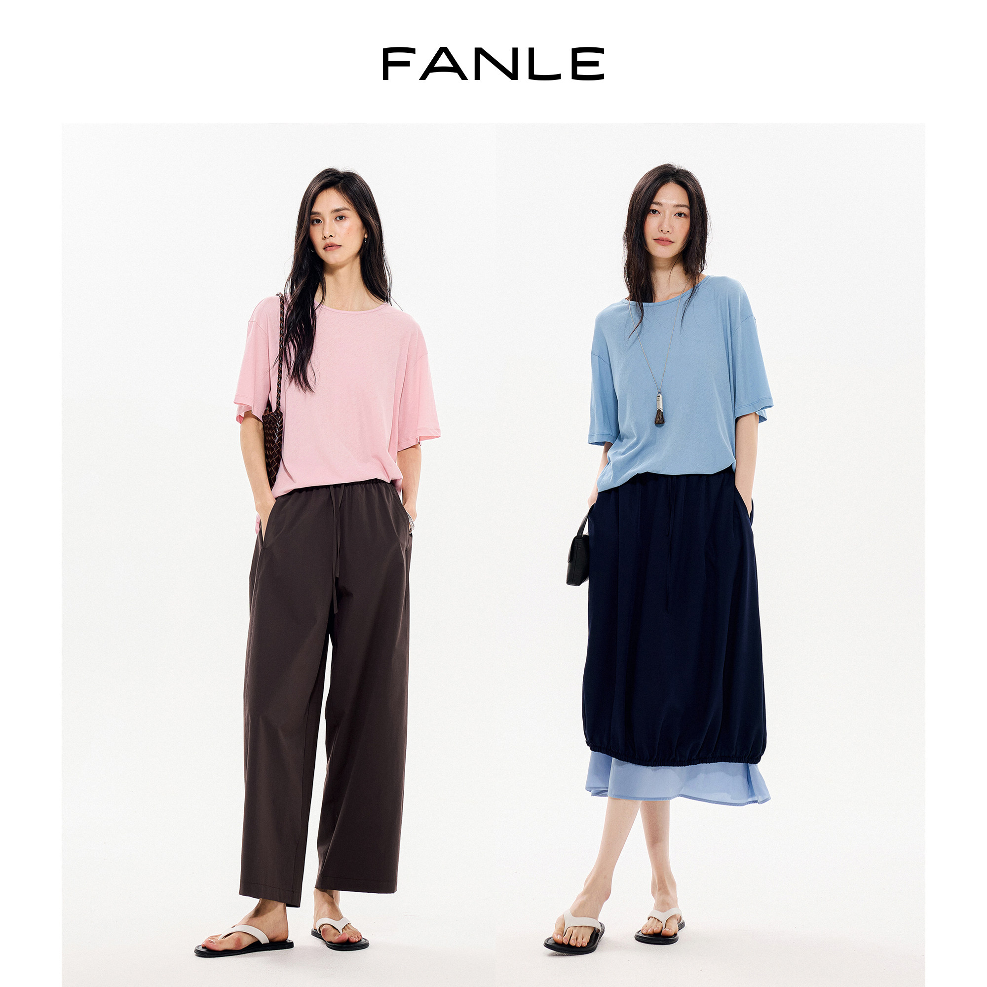 FANLE STUDIOS 夏日超薄强捻棉干爽透气及简松弛慵懒彩色短袖T恤图片