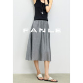 FANLE 半身裙 STUDIOS韩国进口褶皱醋酸丝光感仙气高腰牛筋中长款
