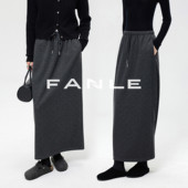 FANLE STUDIOS双层加倍温暖羊毛慵懒松弛抽绳松紧腰气球长半裙