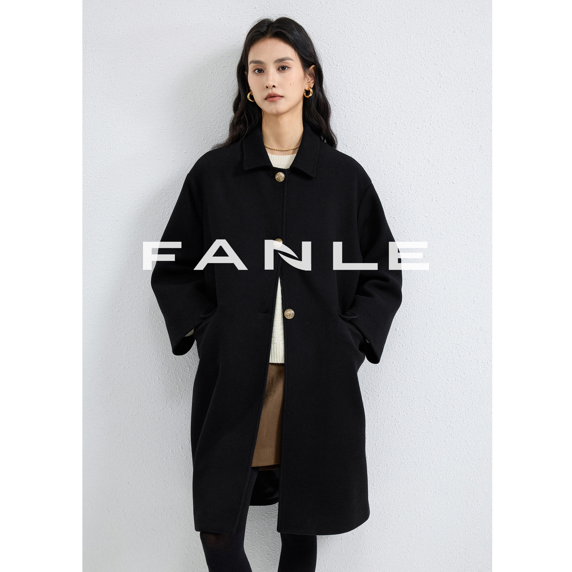 FANLESTUDIOS羊绒羊毛翻领大衣