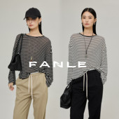 FANLE STUDIOS天丝羊毛云朵般柔软透气松弛ROW风条纹针织长袖 T恤