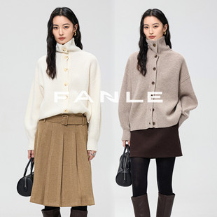 FANLE P老钱立体棒针加厚羊毛保暖立领翻领宽松毛衣 STUDIOS复古L