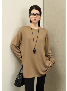 FANLE STUDIOS高口碑醋酸羊毛及简R*W风一体抓绒宽松中长款大T恤