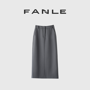 高品质加厚羊毛保暖R W风时髦显瘦高腰直筒半身裙 STUDIOS FANLE