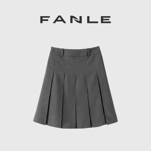 STUDIOS春秋肌理感高克重垂坠挺括高腰遮胯显瘦百褶短裙 FANLE