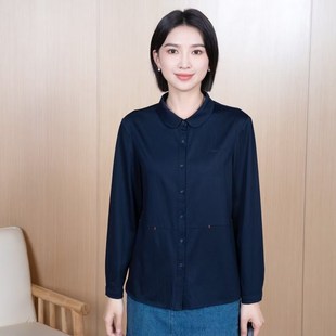 休闲女T恤 YUN韫2025春季 通勤女衬衫 单排扣简约翻领长袖 5256 新款