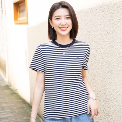 短袖韩版薄款条纹棉女