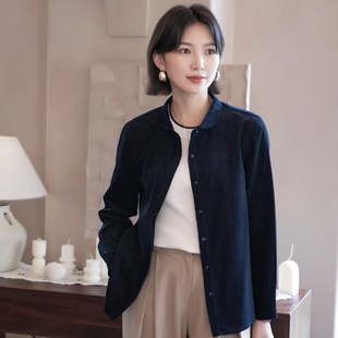 新款 女衬衫 女装 宽松灯芯绒长袖 5782 翻领单排扣经典 YUN韫2025秋季