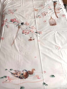 罗某芙家百支数码印花粉色贡缎2.2*2.5定位