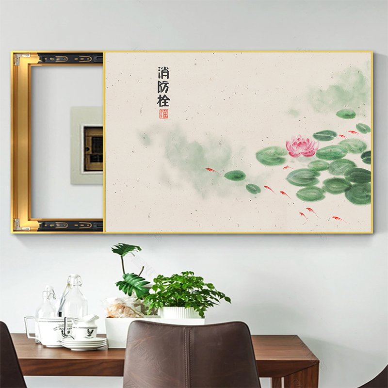 配电箱遮盖装饰画推拉
